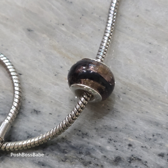 Murano .925 stearling silver center core glass bead fits pandora type bracelets - Picture 3 of 15